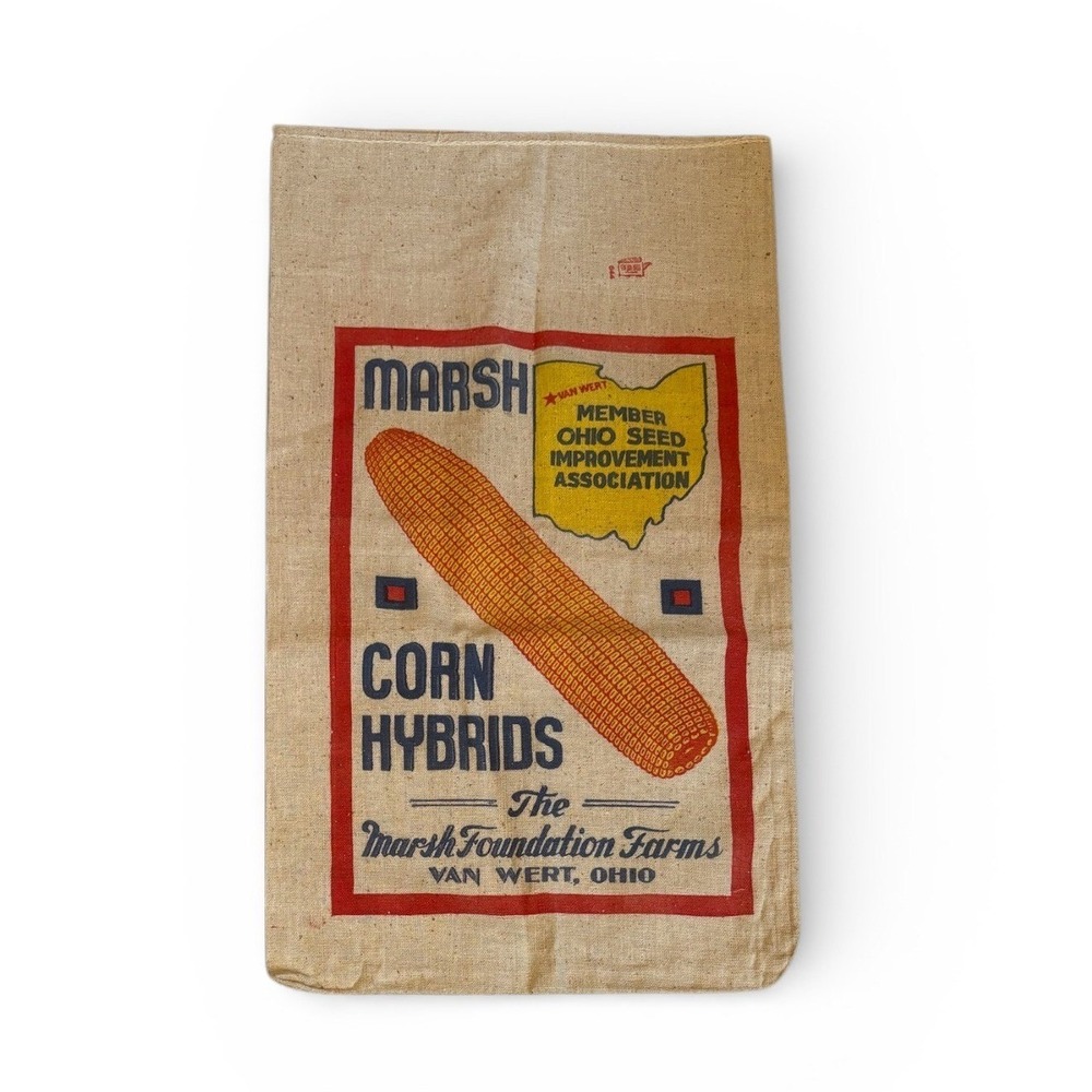 Marsh Corn Hybrids Burlap Sack Vintage The Marsh Foundation Farms Van Wert Ohio